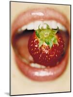 Strawberry Between Teeth-Cristina-Mounted Photographic Print