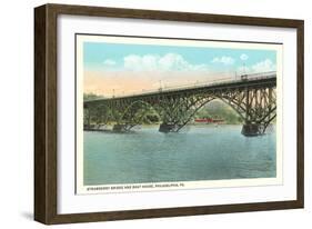 Strawberry Bridge and Boathouse, Philadelphia-null-Framed Art Print