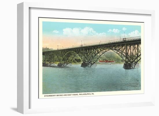Strawberry Bridge and Boathouse, Philadelphia-null-Framed Art Print