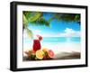 Strawberry Cocktail and Tropical Fruit on the Beach-Iakov Kalinin-Framed Photographic Print