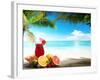 Strawberry Cocktail and Tropical Fruit on the Beach-Iakov Kalinin-Framed Photographic Print