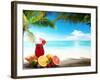 Strawberry Cocktail and Tropical Fruit on the Beach-Iakov Kalinin-Framed Photographic Print