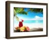 Strawberry Cocktail and Tropical Fruit on the Beach-Iakov Kalinin-Framed Photographic Print