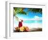 Strawberry Cocktail and Tropical Fruit on the Beach-Iakov Kalinin-Framed Photographic Print