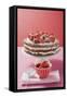 Strawberry Cream Cake on Cake Stand, Strawberries, Icing Sugar-Eising Studio Food Photo and Video-Framed Stretched Canvas