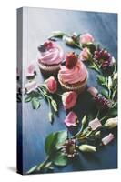 Strawberry Cupcakes with Flowers-Dina Belenko-Stretched Canvas