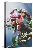 Strawberry Cupcakes with Flowers-Dina Belenko-Stretched Canvas