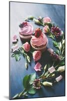 Strawberry Cupcakes with Flowers-Dina Belenko-Mounted Photographic Print
