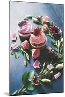 Strawberry Cupcakes with Flowers-Dina Belenko-Mounted Photographic Print