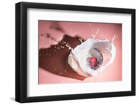 Strawberry fall into the milk trap-Grace Qian Guo-Framed Photographic Print