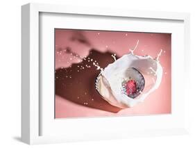 Strawberry fall into the milk trap-Grace Qian Guo-Framed Photographic Print