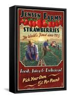 Strawberry Farm - Vintage Sign-Lantern Press-Framed Stretched Canvas