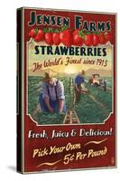 Strawberry Farm - Vintage Sign-Lantern Press-Stretched Canvas