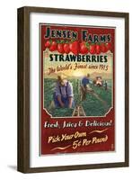 Strawberry Farm - Vintage Sign-Lantern Press-Framed Art Print