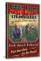 Strawberry Farm - Vintage Sign-Lantern Press-Stretched Canvas