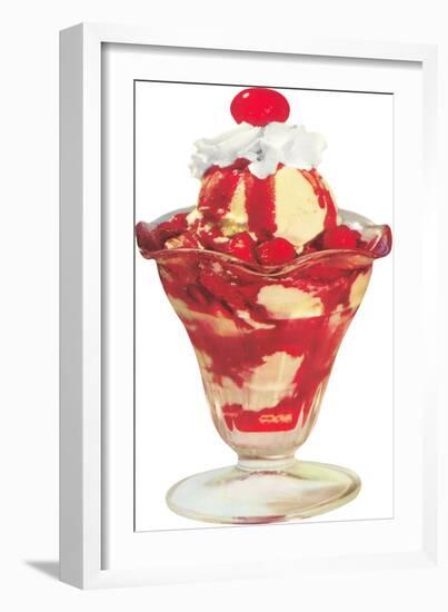 Strawberry Ice Cream Sundae-null-Framed Art Print
