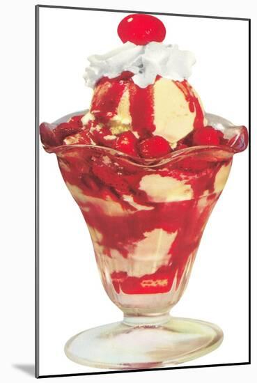 Strawberry Ice Cream Sundae-null-Mounted Art Print