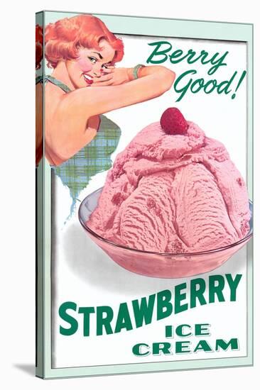 Strawberry Ice Cream-Found Image Press-Stretched Canvas