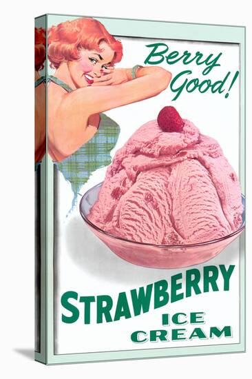 Strawberry Ice Cream-Found Image Press-Stretched Canvas