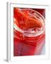 Strawberry Jam in Jar with Wooden Spoon-null-Framed Photographic Print