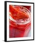 Strawberry Jam in Jar with Wooden Spoon-null-Framed Photographic Print