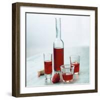 Strawberry Liqueur in Bottle and Three Different Glasses-Michael Paul-Framed Photographic Print