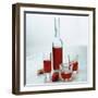 Strawberry Liqueur in Bottle and Three Different Glasses-Michael Paul-Framed Photographic Print