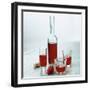 Strawberry Liqueur in Bottle and Three Different Glasses-Michael Paul-Framed Photographic Print