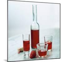 Strawberry Liqueur in Bottle and Three Different Glasses-Michael Paul-Mounted Photographic Print