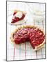 Strawberry Pie in Baking Dish with Slice Removed-Keller and Keller Photography-Mounted Photographic Print