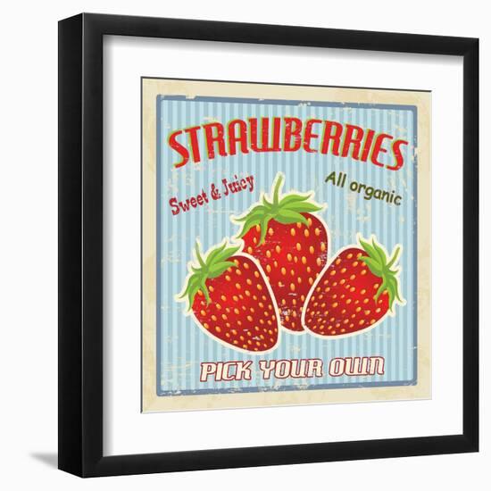 Strawberry Vintage Poster-radubalint-Framed Art Print