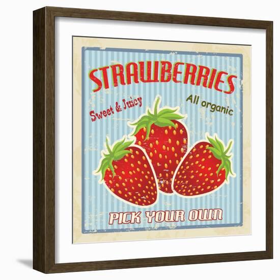 Strawberry Vintage Poster-radubalint-Framed Art Print