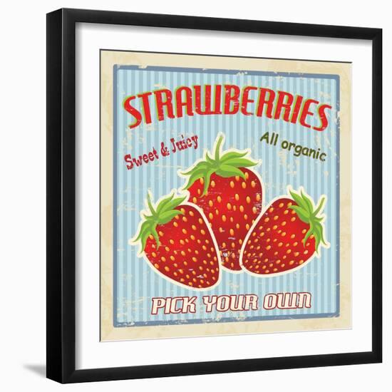 Strawberry Vintage Poster-radubalint-Framed Art Print