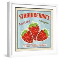 Strawberry Vintage Poster-radubalint-Framed Art Print