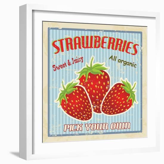 Strawberry Vintage Poster-radubalint-Framed Art Print