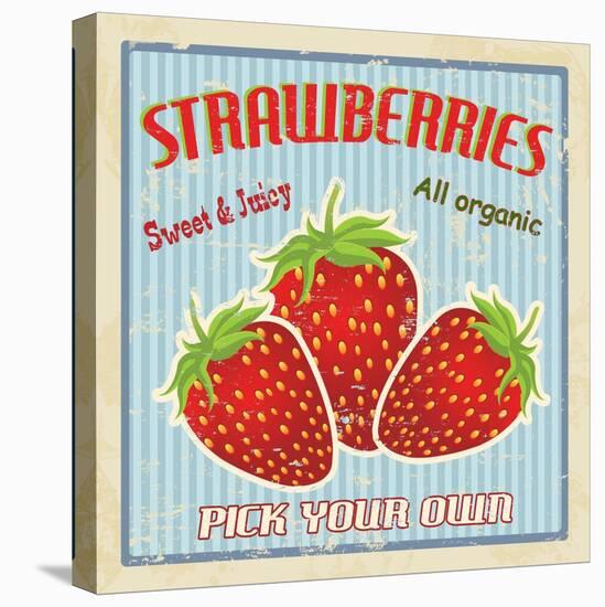 Strawberry Vintage Poster-radubalint-Stretched Canvas