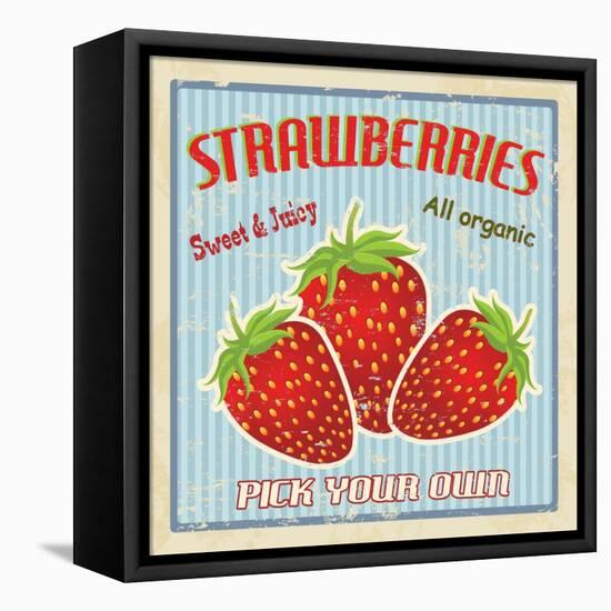 Strawberry Vintage Poster-radubalint-Framed Stretched Canvas