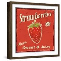 Strawberry Vintage Poster-radubalint-Framed Art Print