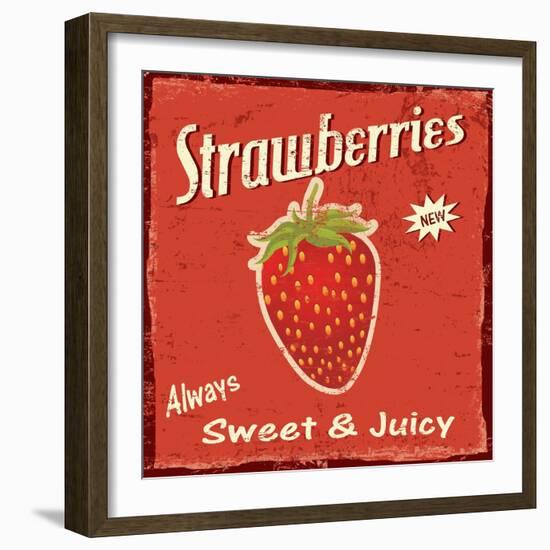 Strawberry Vintage Poster-radubalint-Framed Art Print