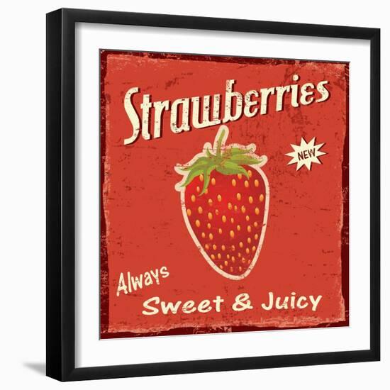 Strawberry Vintage Poster-radubalint-Framed Art Print