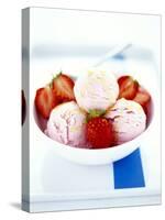 Strawberry Yoghurt Ice Cream with Honey Sauce-Antje Plewinski-Stretched Canvas