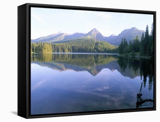 Strbske Pleso (Lake) and Peaks of Vysoke Tatry Mountains at Sunrise, Vysoke Tatry, Slovakia-Richard Nebesky-Framed Stretched Canvas