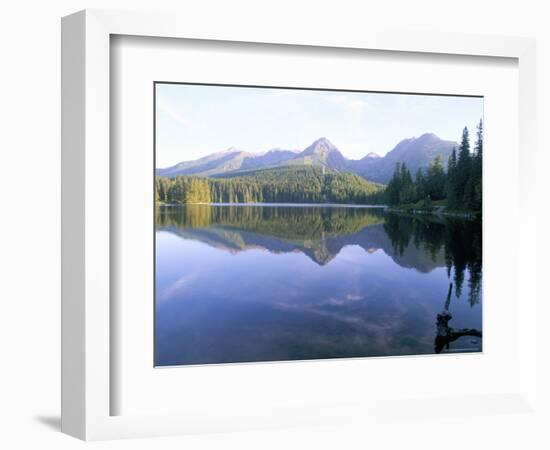 Strbske Pleso (Lake) and Peaks of Vysoke Tatry Mountains at Sunrise, Vysoke Tatry, Slovakia-Richard Nebesky-Framed Photographic Print