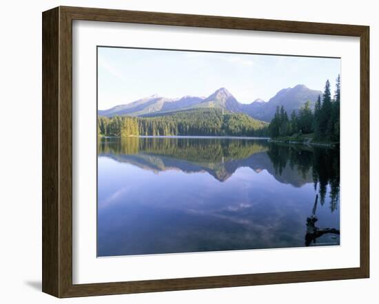 Strbske Pleso (Lake) and Peaks of Vysoke Tatry Mountains at Sunrise, Vysoke Tatry, Slovakia-Richard Nebesky-Framed Photographic Print