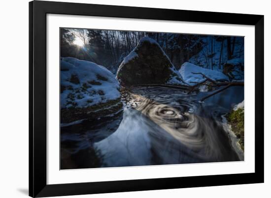 Stream Course in the Winter Wood, Triebtal, Vogtland, Saxony, Germany-Falk Hermann-Framed Photographic Print