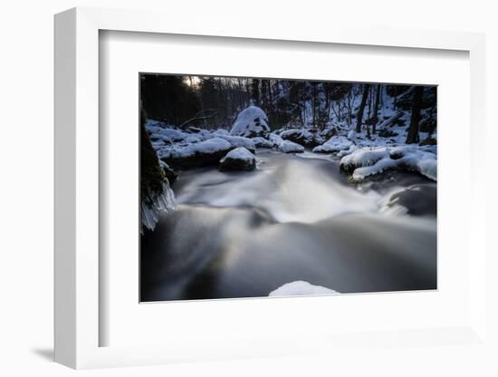 Stream Course in the Winter Wood, Triebtal, Vogtland, Saxony, Germany-Falk Hermann-Framed Photographic Print