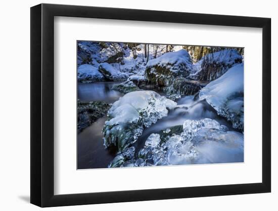 Stream Course in the Winter Wood, Triebtal, Vogtland, Saxony, Germany-Falk Hermann-Framed Photographic Print