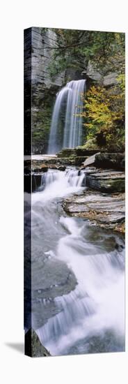 Stream Flowing Below a Waterfall, Eagle Cliff Falls, Montour Falls, Havana Glen, New York, USA-null-Stretched Canvas