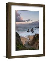 Stream flowing into the Pacific Ocean at Soberanes Point with the coastline in view-Sheila Haddad-Framed Photographic Print