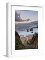 Stream flowing into the Pacific Ocean at Soberanes Point with the coastline in view-Sheila Haddad-Framed Photographic Print